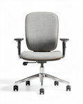 Chaise de bureau réglable en tissu gris avec accoudoirs et roulettes