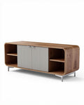 Meuble de rangement en bois avec portes coulissantes couleur chêne 150 x 45 x 60cm