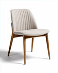 Chaise en bois avec assise en tissu beige dimensions 45 x 50 x 85cm