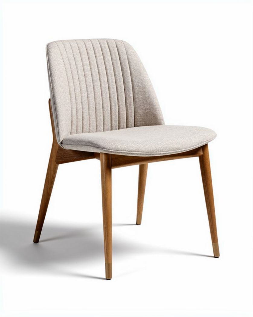 Chaise en bois avec assise en tissu beige dimensions 45 x 50 x 85cm