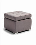 Pouf carré en tissu gris 45 x 45 x 40cm avec pieds en métal argenté