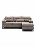 Canapé d'angle en tissu gris clair avec repose-pieds 200 x 90 x 85cm
