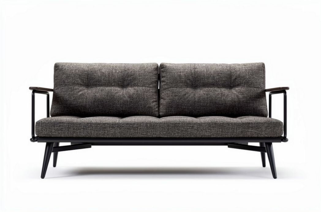 Canapé en tissu gris avec structure en bois 180 x 85 x 75 cm